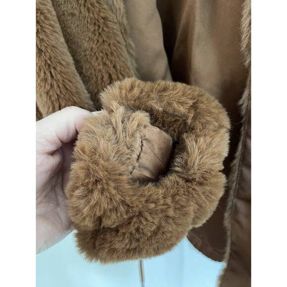 New Lucky Brand Womens Brown Full‎ Zip Drawstring Hem Faux Fur Casual Jacket MED - Picture 6 of 6